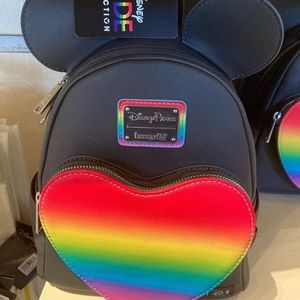 Loungefly Pride Heart Disney Parks Collection Black Mini Backpack NEW 2022